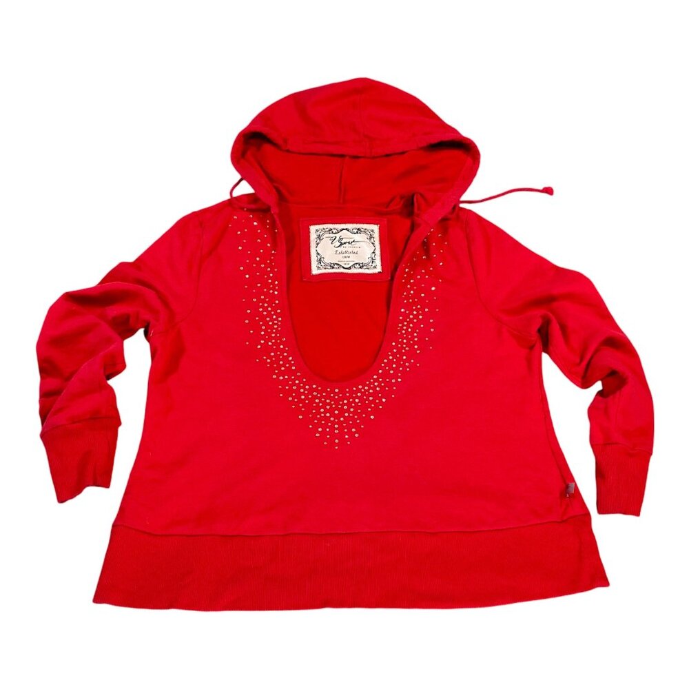 Venezia Sport Hoodie Womens 16/18 Red Rhinestone Sweater Pullover Athleisure